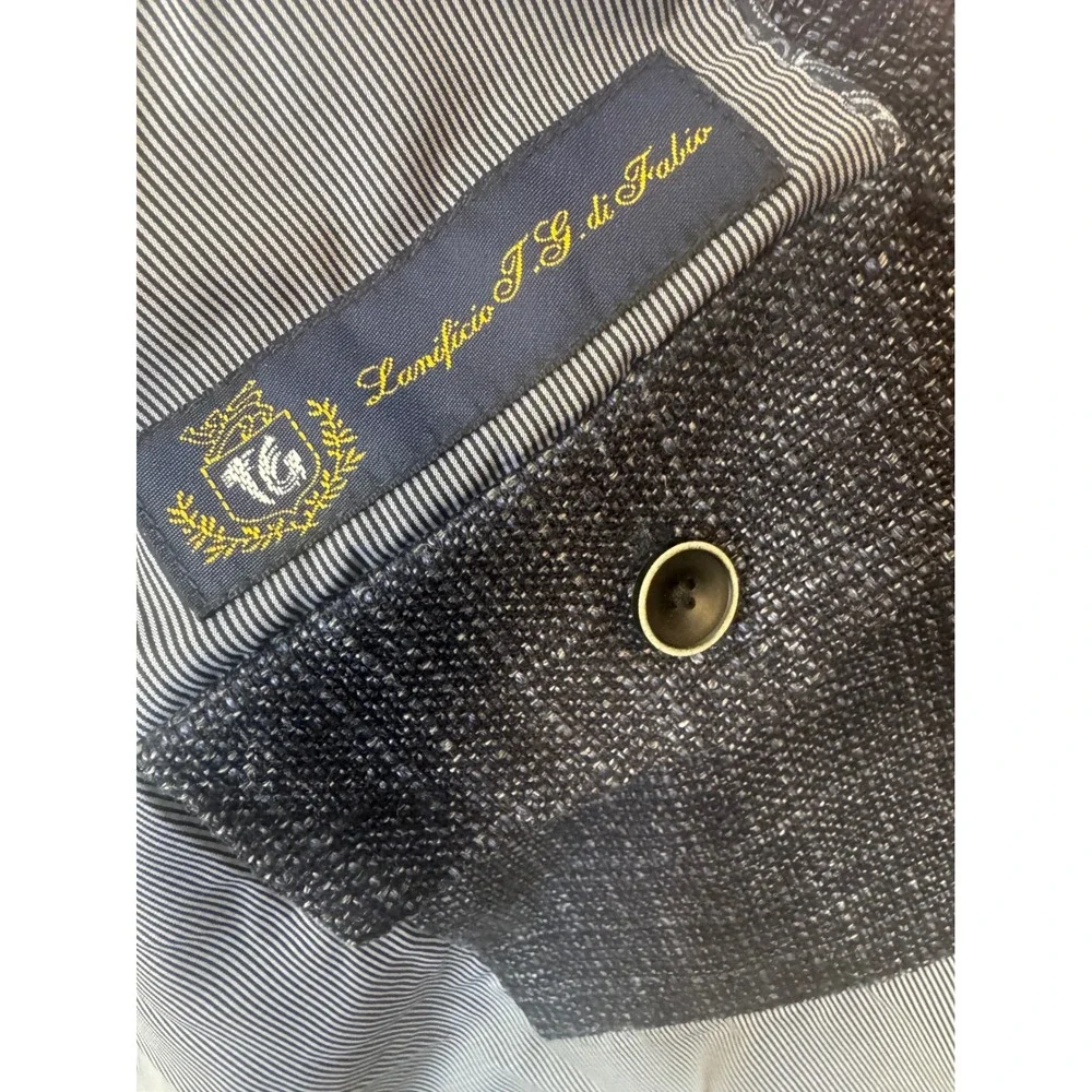 Joseph Abboud Indigo Lanificio Blue Wool Linen Blazer Slim Navy Sport Coat 50R